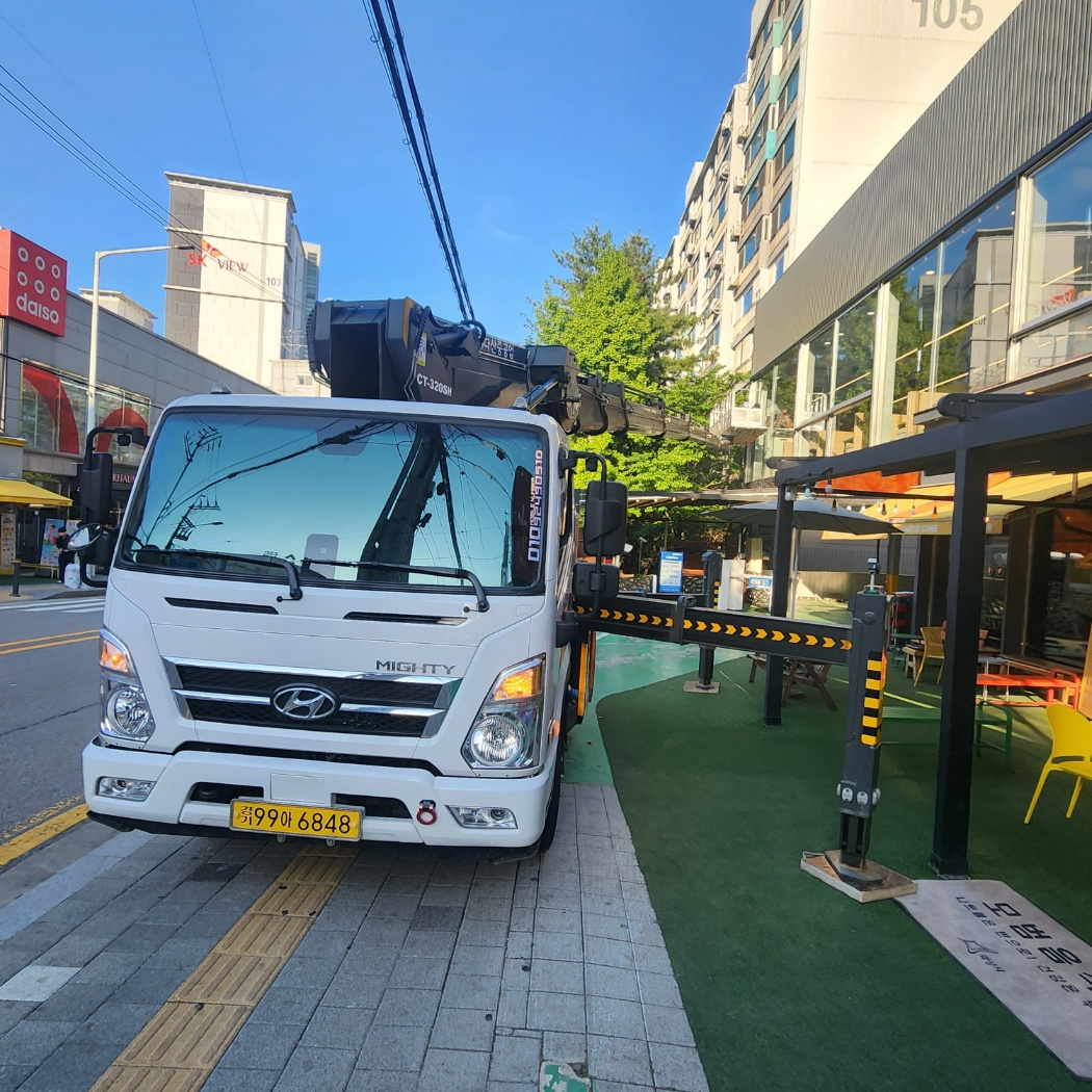 과천 과천동 자재 양중 스카이차 작업