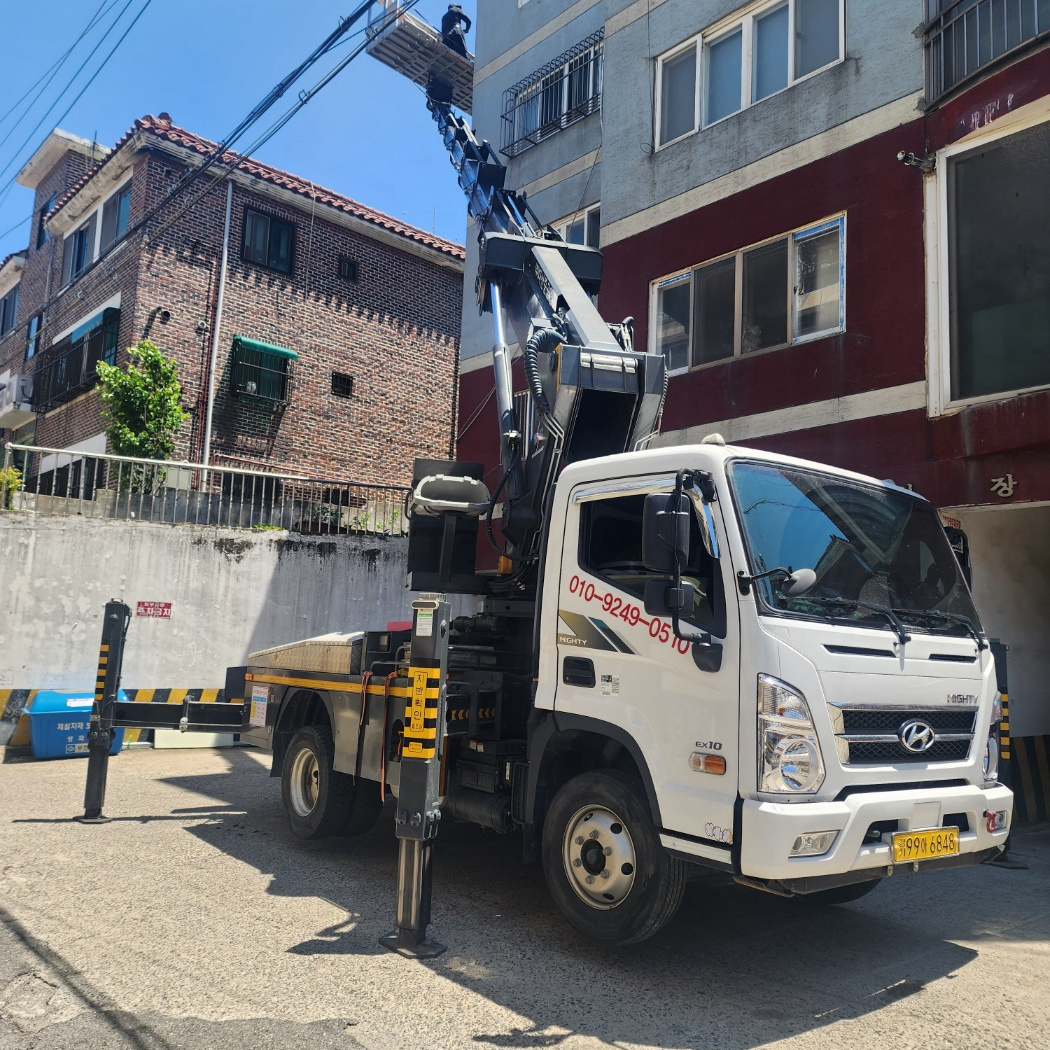 과천 막계동 외벽 도색 스카이차 작업